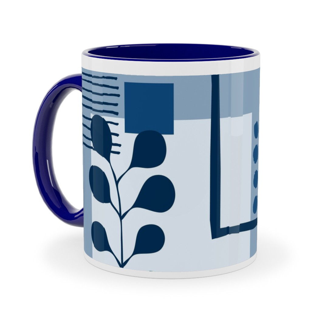 Squared Sea - Blue Ceramic Mug, Blue,  , 11oz, Blue