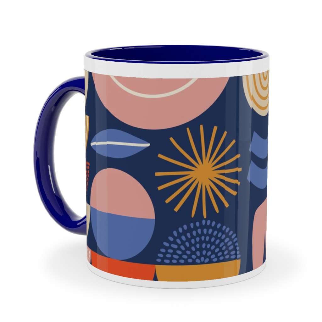 Colorful Geometry - Dark Ceramic Mug, Blue,  , 11oz, Multicolor