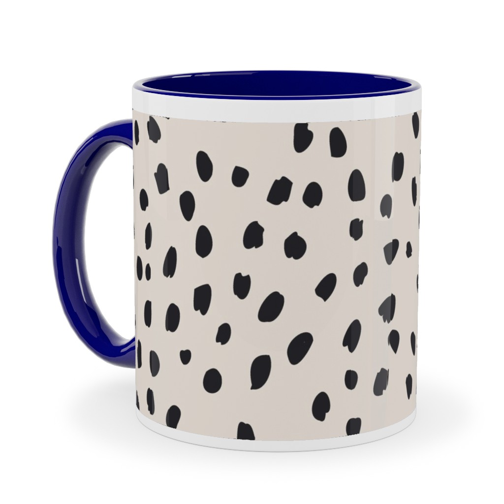 Black Marks - Creamy Beige Ceramic Mug, Blue, , 11oz, Beige, Pearl