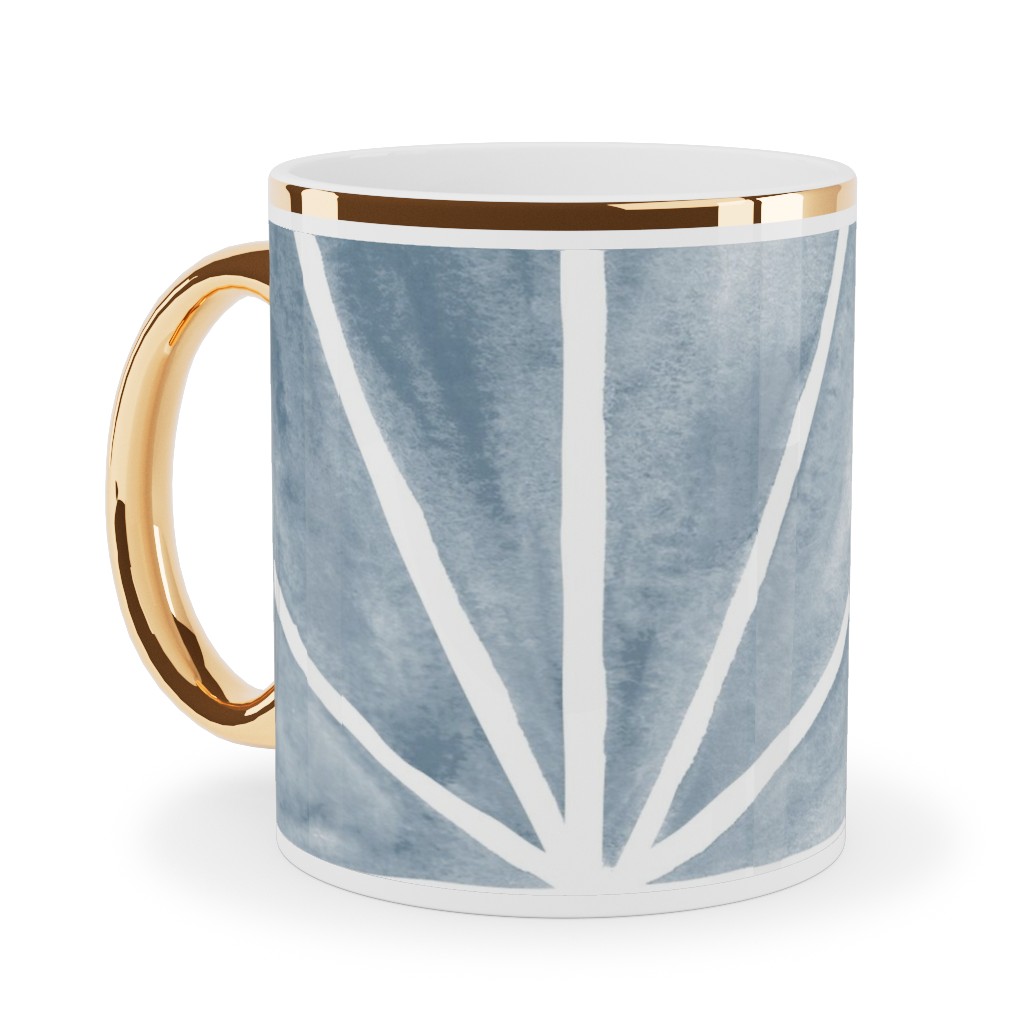 Coastal Stars - Blue Ceramic Mug, Gold Handle, , 11oz, Blue, True Blue