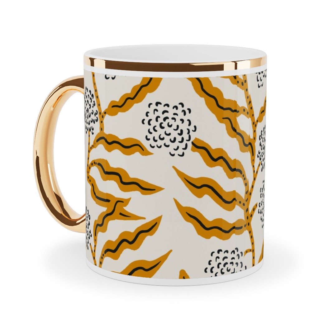 La Ville Vine - Yellow Ceramic Mug, Gold Handle, , 11oz, Yellow, Classic Yellow