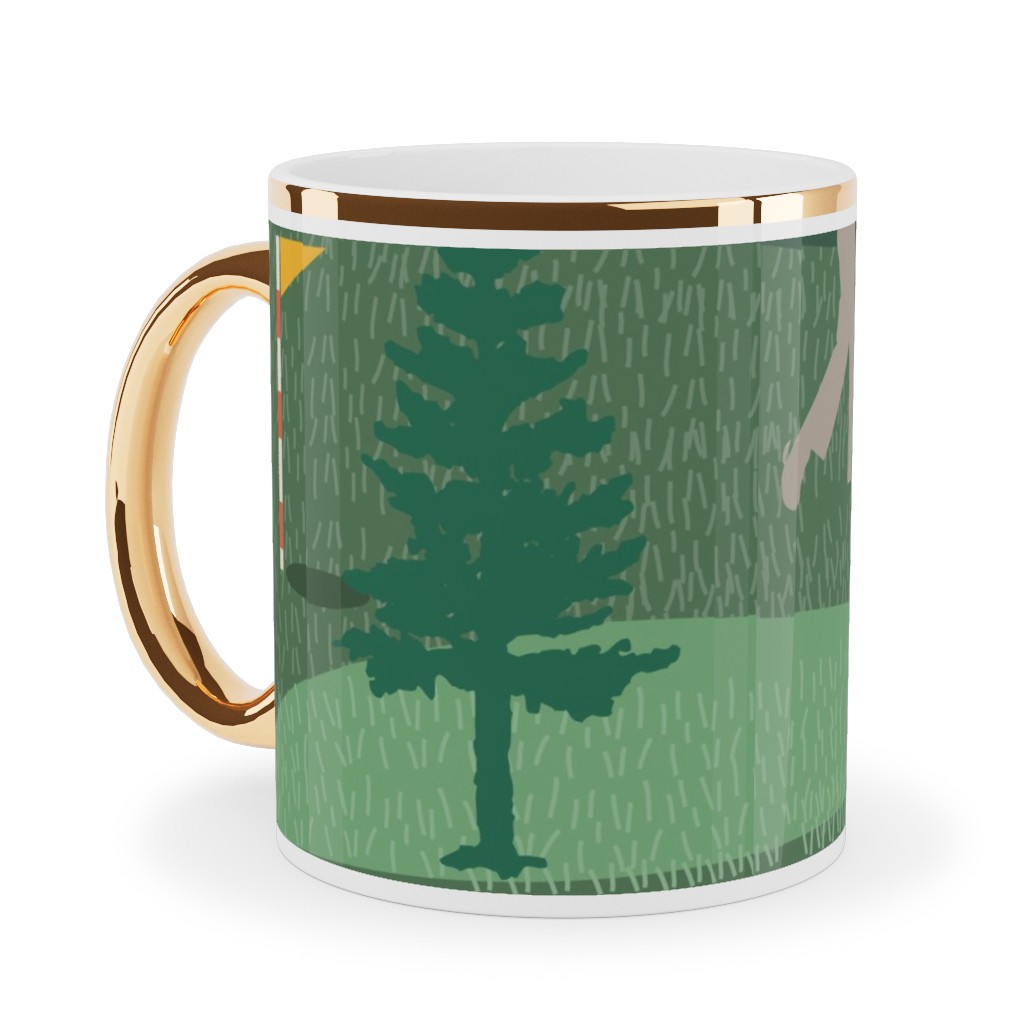 Golf Day Out - Green Ceramic Mug, Gold Handle, , 11oz, Green, Classic Green
