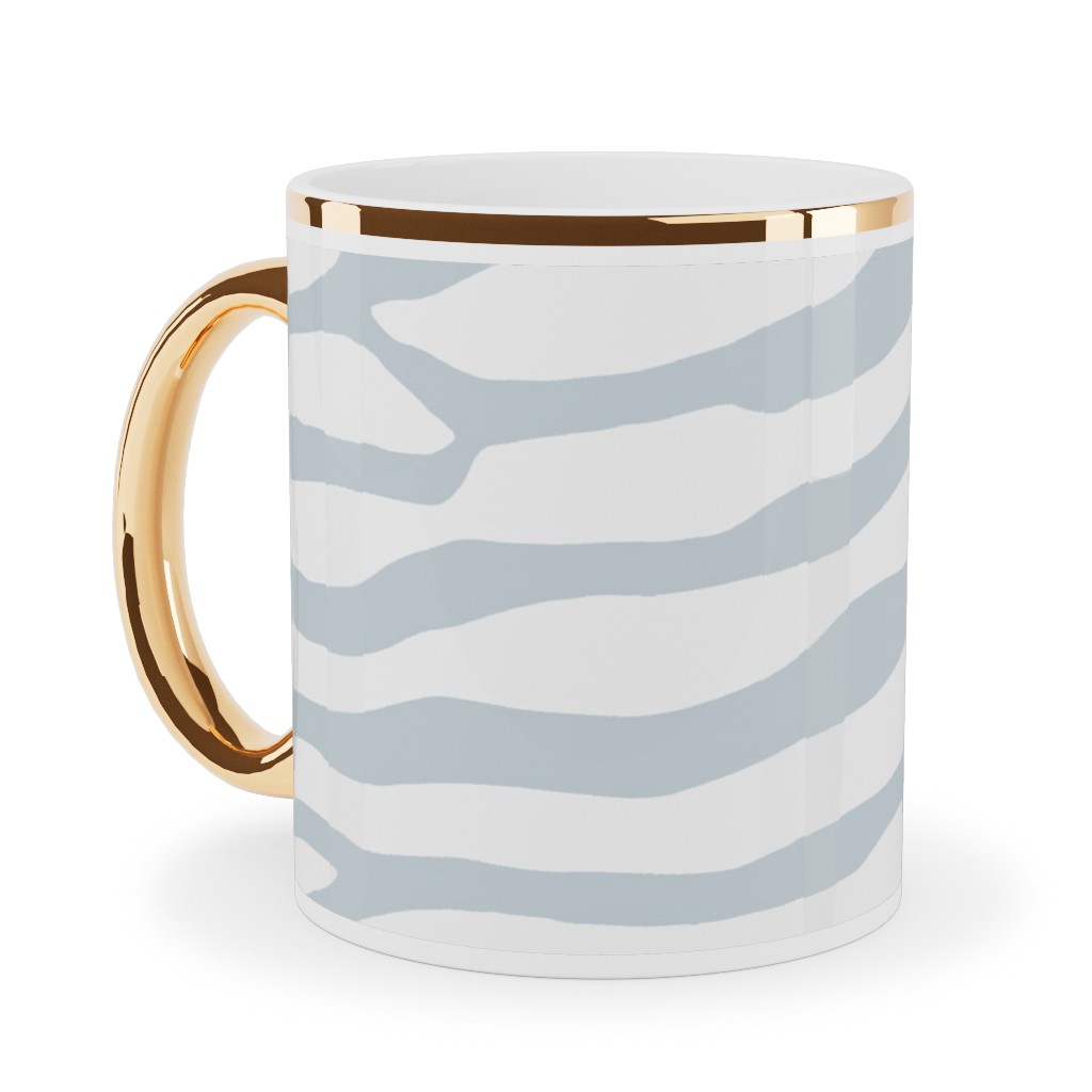 Brackenbury Beach Custom - Blue Ceramic Mug, Gold Handle, , 11oz, Gray, Gray