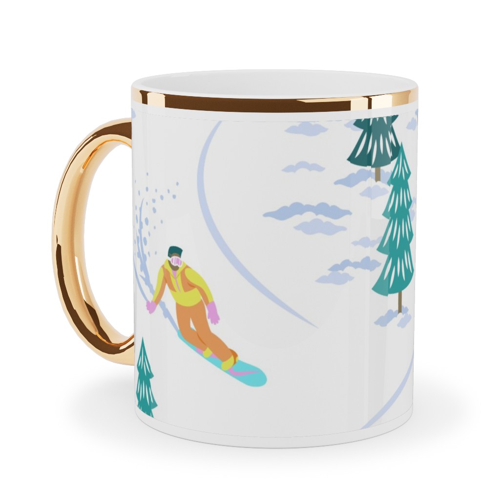 Cool Snowboarders - Multicolor Ceramic Mug, Gold Handle, , 11oz, Green, Classic Green
