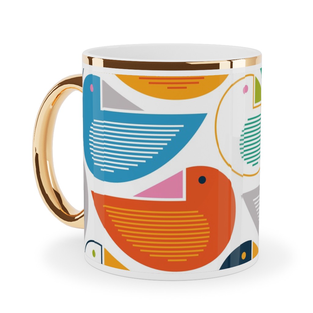 Roosting Place - Birds - Multi Ceramic Mug, Gold Handle, , 11oz, Multicolor