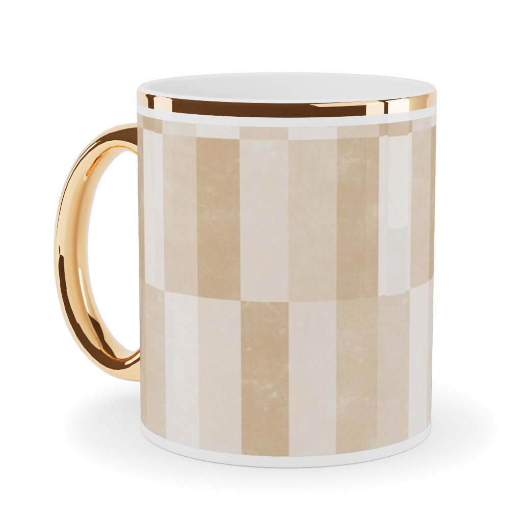 Cosmo Tile - Golden Ceramic Mug, Gold Handle,  , 11oz, Beige