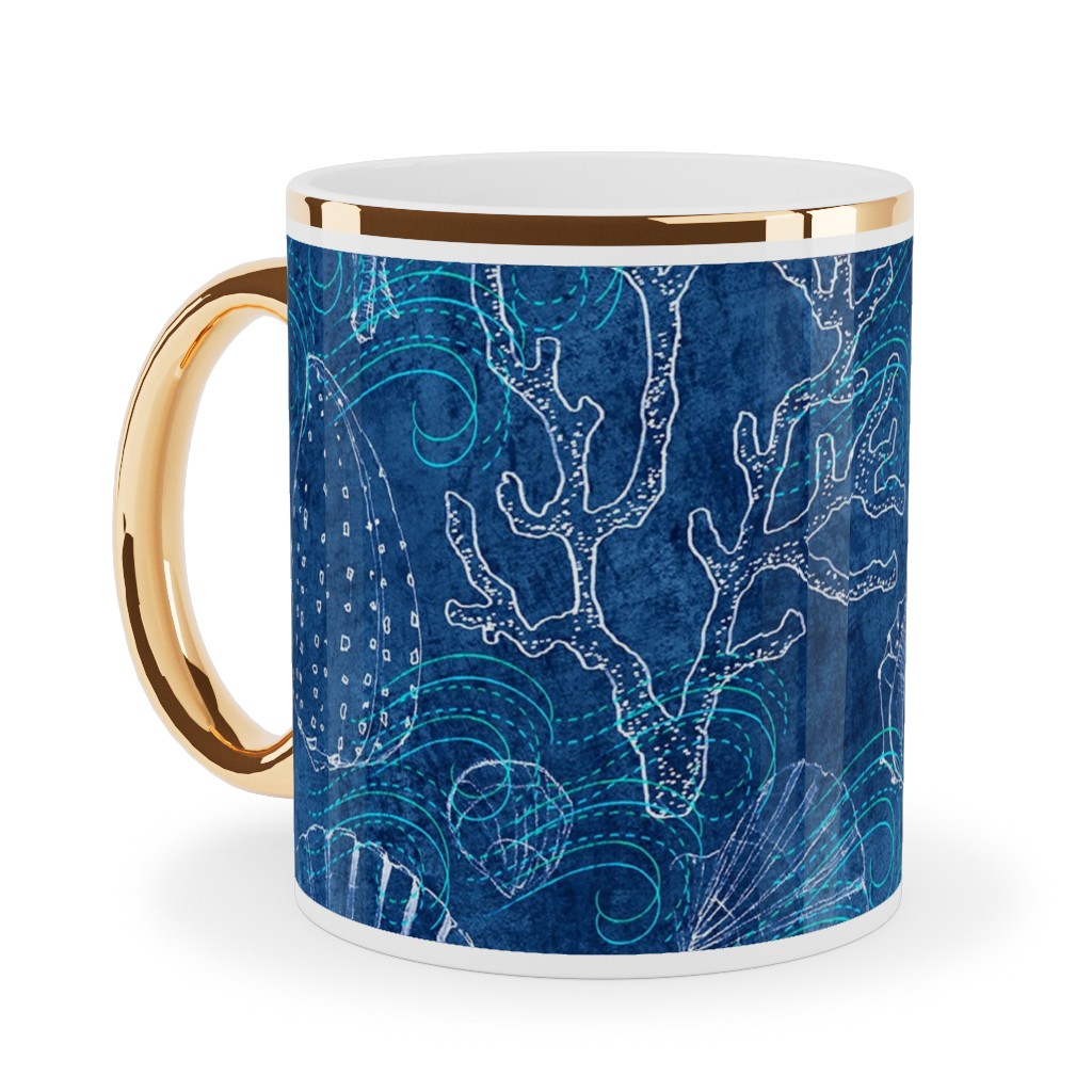 How Blue Is My Ocean Ceramic Mug, Gold Handle,  , 11oz, Blue
