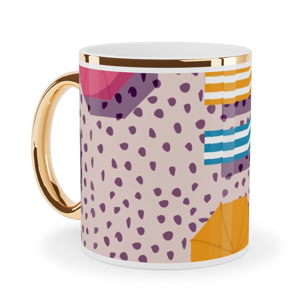 My Summer Vacay - Pink Ceramic Mug, Gold Handle,  , 11oz, Pink