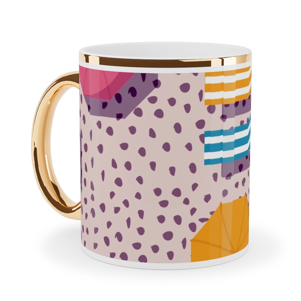 My Summer Vacay - Pink Ceramic Mug, Gold Handle, , 11oz, Pink, Bright Pink