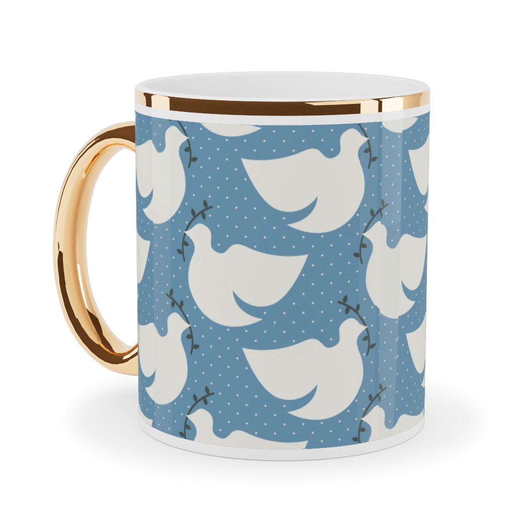 Bring Me Peace Ceramic Mug, Gold Handle, , 11oz, Blue, True Blue