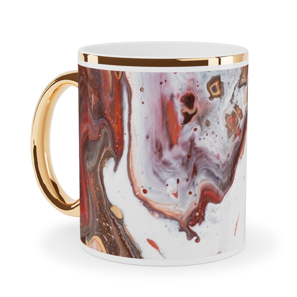 Acrylic Flow Ceramic Mug, Gold Handle,  , 11oz, Brown