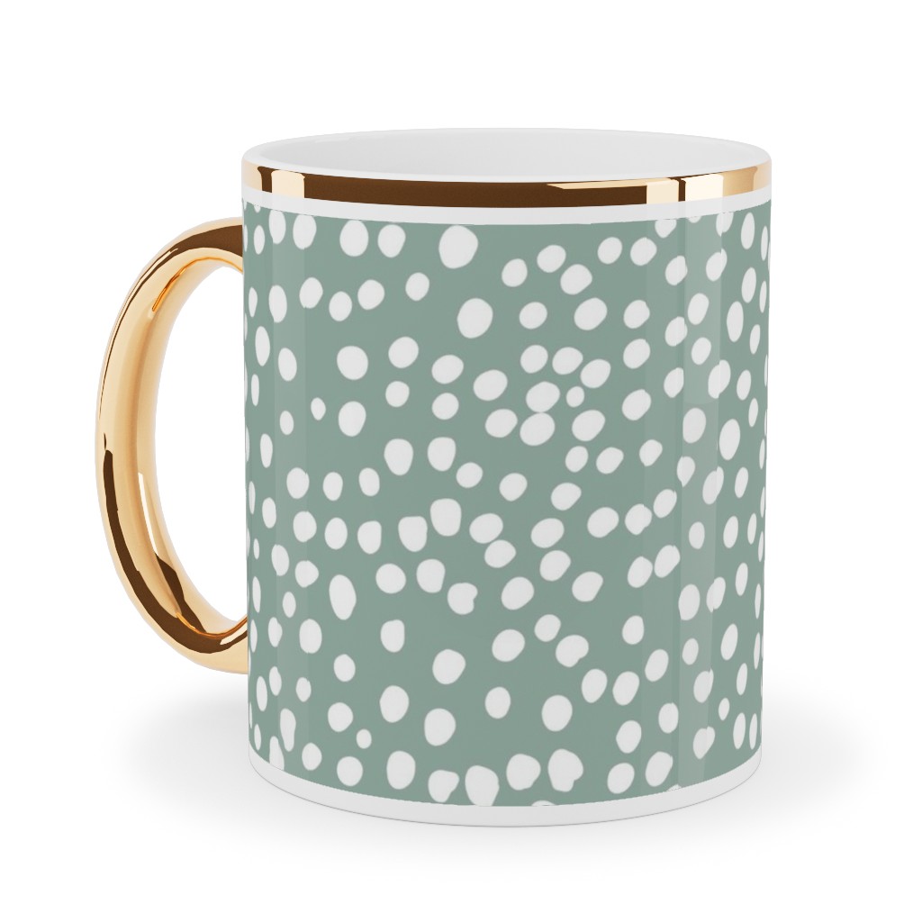 Cheetah - Sage Green Ceramic Mug, Gold Handle, , 11oz, Green, Classic Green