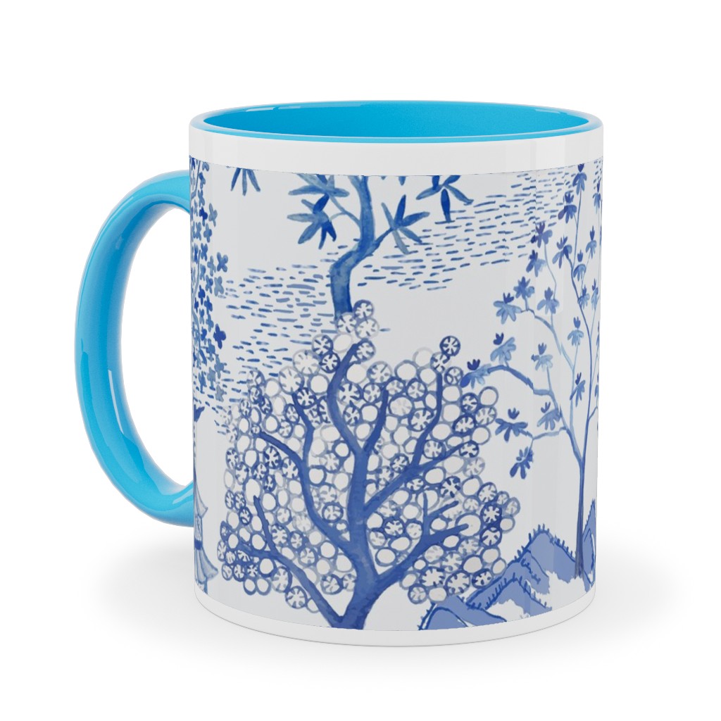 Pagoda Forest - Blue Ceramic Mug, Light Blue,  , 11oz, Blue