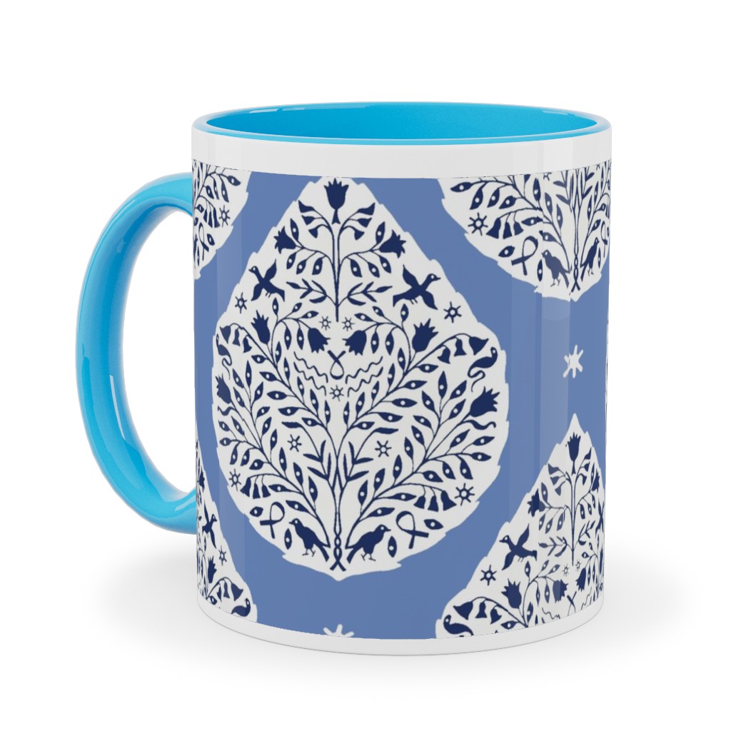 Conway Paisley - Cobalt and Navy Ceramic Mug, Light Blue,  , 11oz, Blue