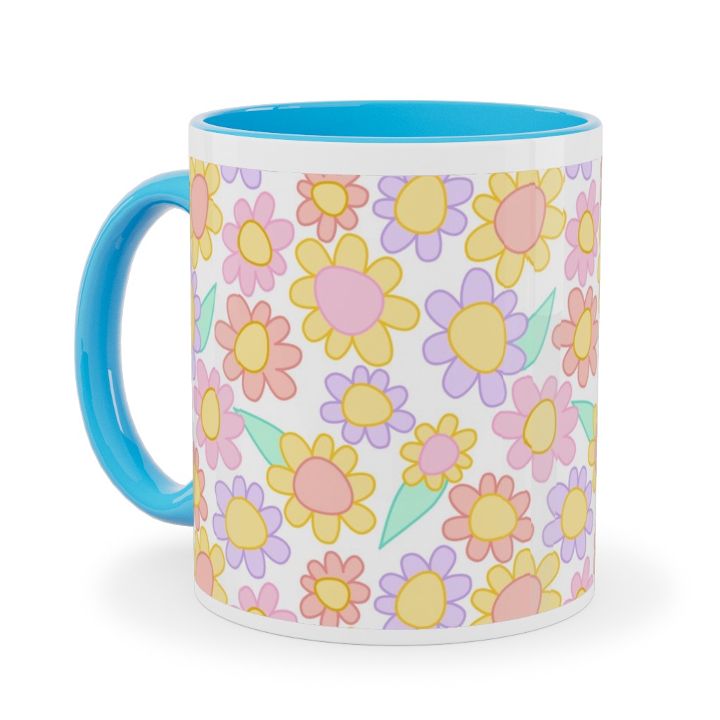 Nicola Unicorn Flowers Ceramic Mug, Light Blue,  , 11oz, Multicolor
