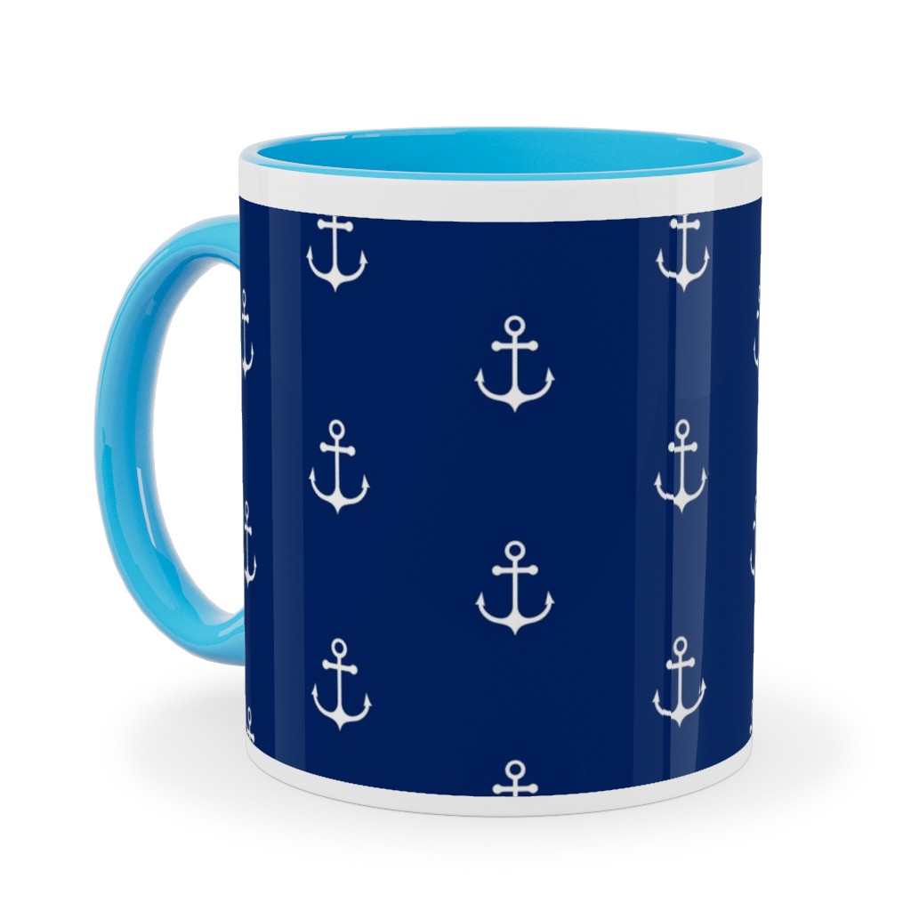 Anchor - Cobalt Blue Ceramic Mug, Light Blue, , 11oz, Blue, True Blue