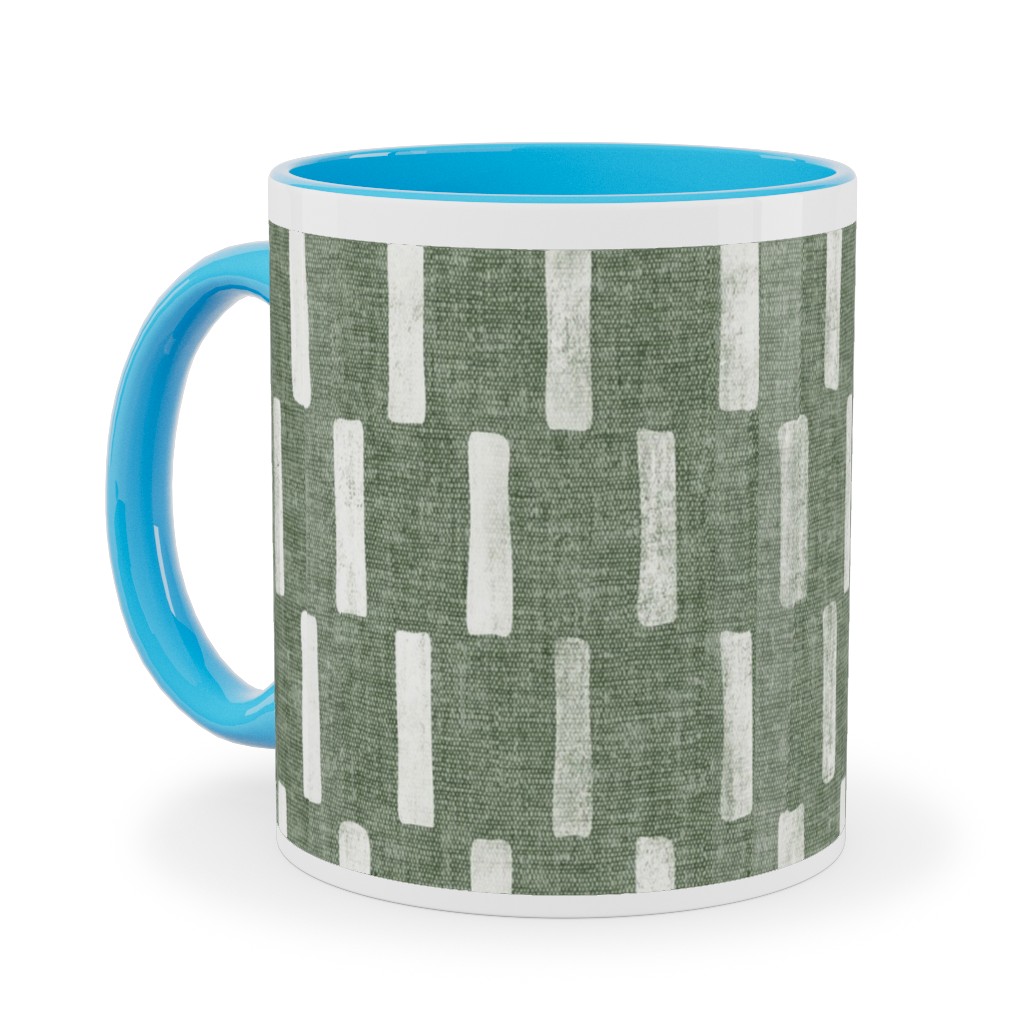 Block Print Dash - Sage Ceramic Mug, Light Blue, , 11oz, Green, Classic Green