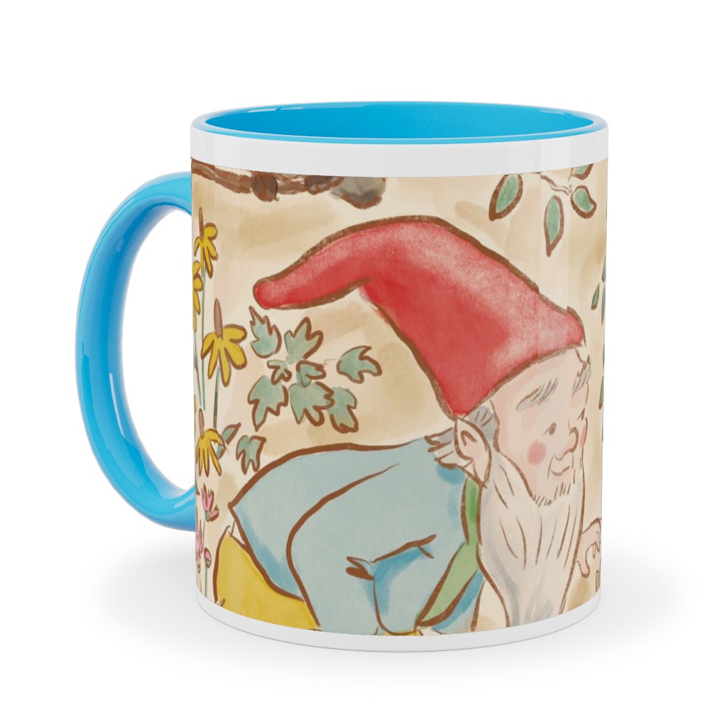Woodland Gnomes - Multi Ceramic Mug, Light Blue, , 11oz, Beige, Pearl