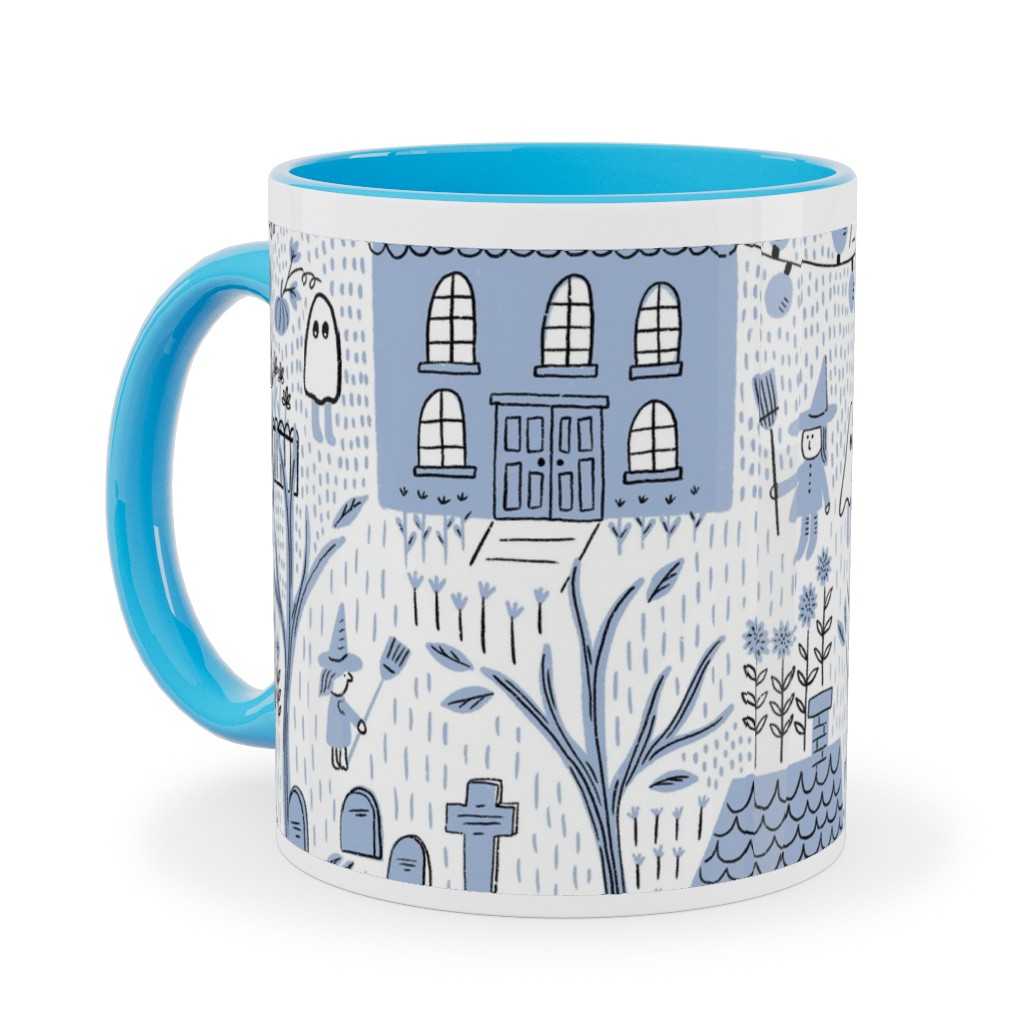 What Ghosts Around Comes Around - Blue Ceramic Mug, Light Blue, , 11oz, Blue, True Blue