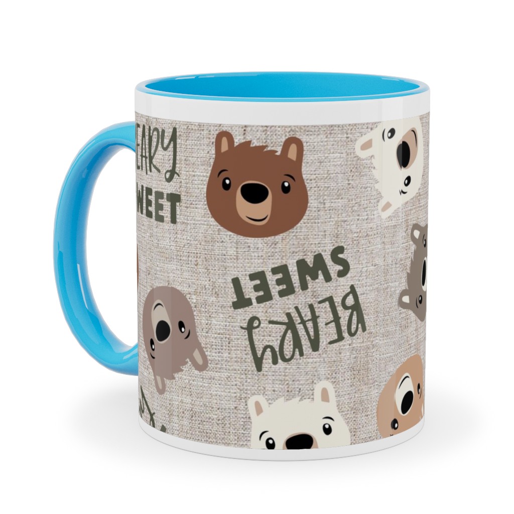 Beary Sweet Bears - Beige Ceramic Mug, Light Blue, , 11oz, Beige, Pearl