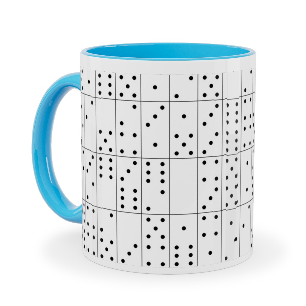 Domino Universe - Black and White Ceramic Mug, Light Blue, , 11oz, White, White