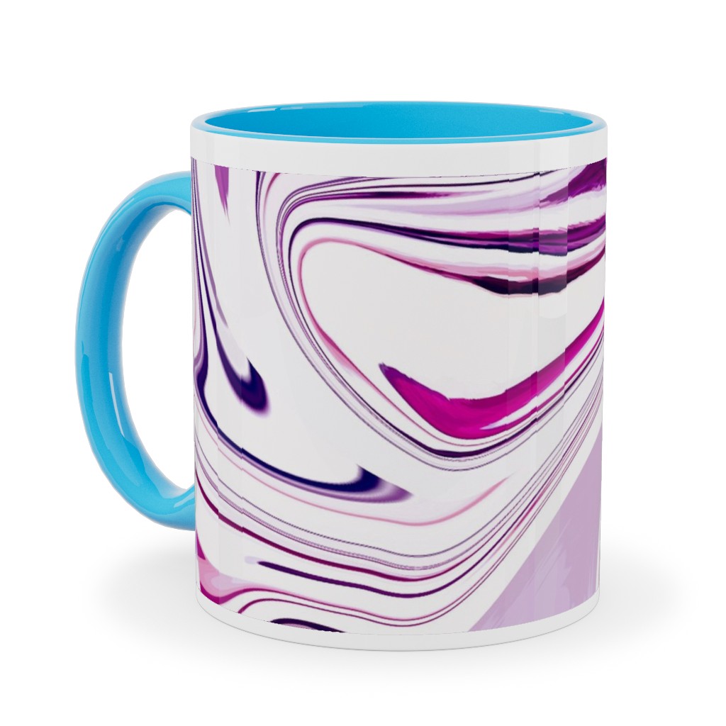 Marble - Mulberry Ceramic Mug, Light Blue, , 11oz, Pink, Bright Pink