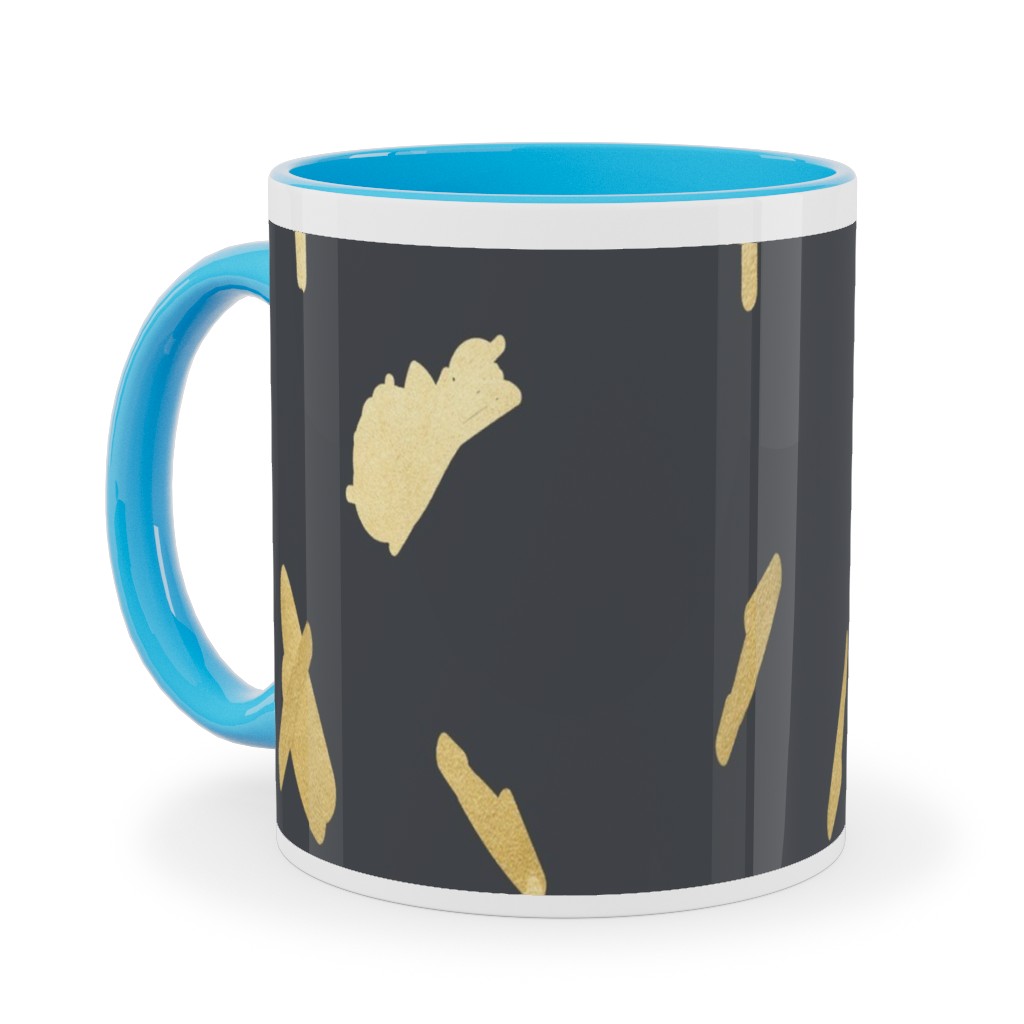 Blobs - Gold on Charcoal Ceramic Mug, Light Blue, , 11oz, Gray, Gray