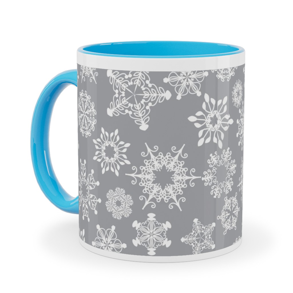 Gold and Silver Snowflakes Insulated Coffee Mug Christmas Mug