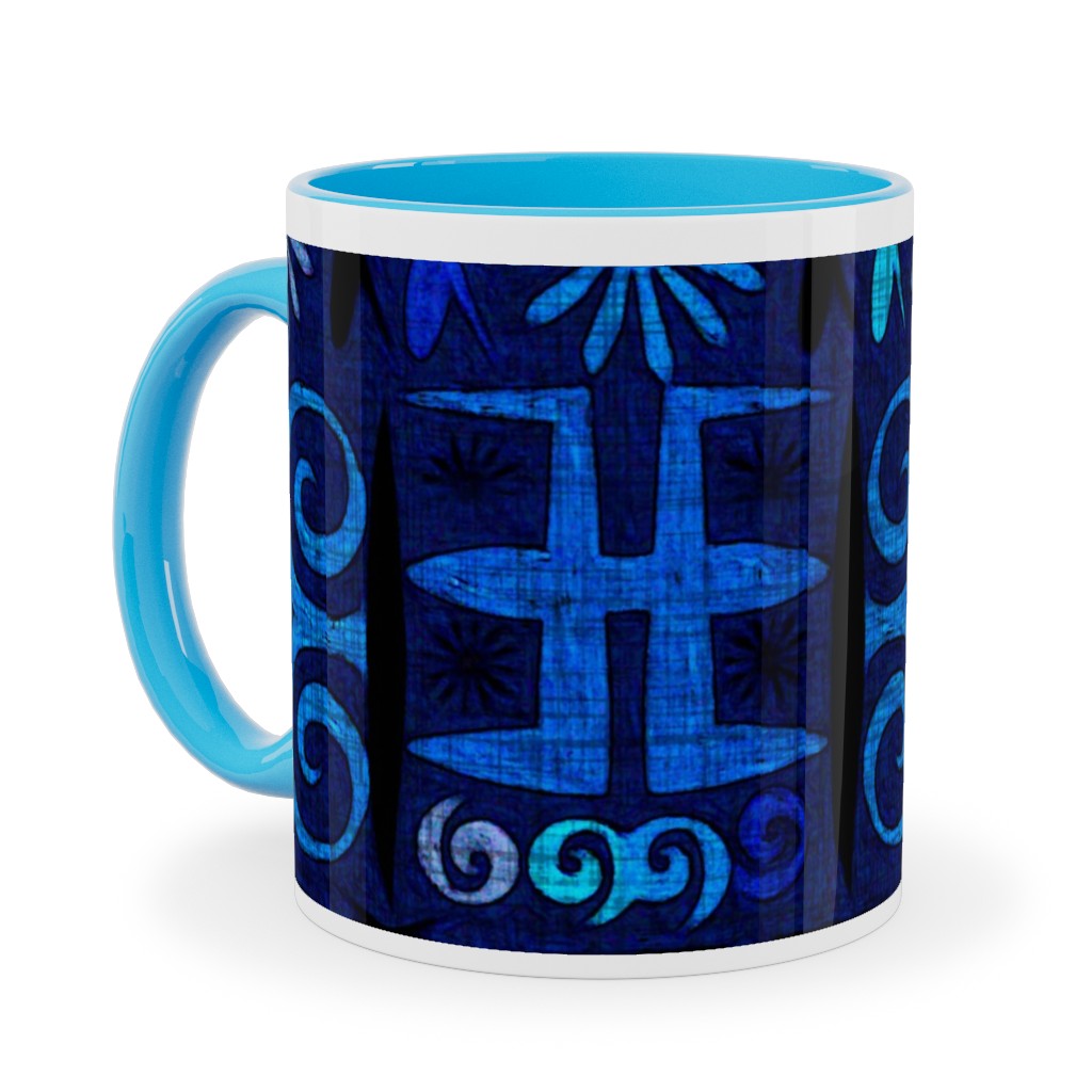 Indigo - Geometric Ceramic Mug, Light Blue, , 11oz, Blue, True Blue