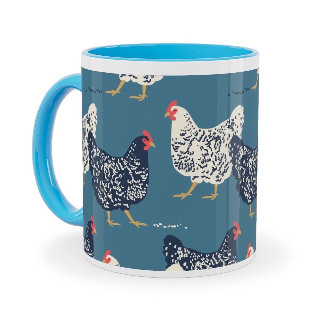 Farmhouse Chickens - Blue Ceramic Mug, Light Blue,  , 11oz, Blue