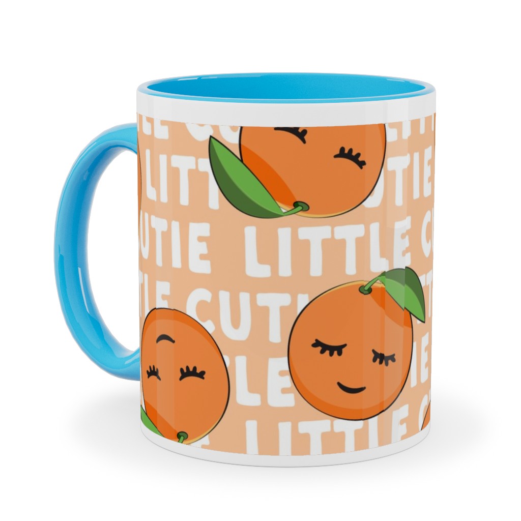 Little Cutie - Happy Oranges - Orange Ceramic Mug, Light Blue,  , 11oz, Orange