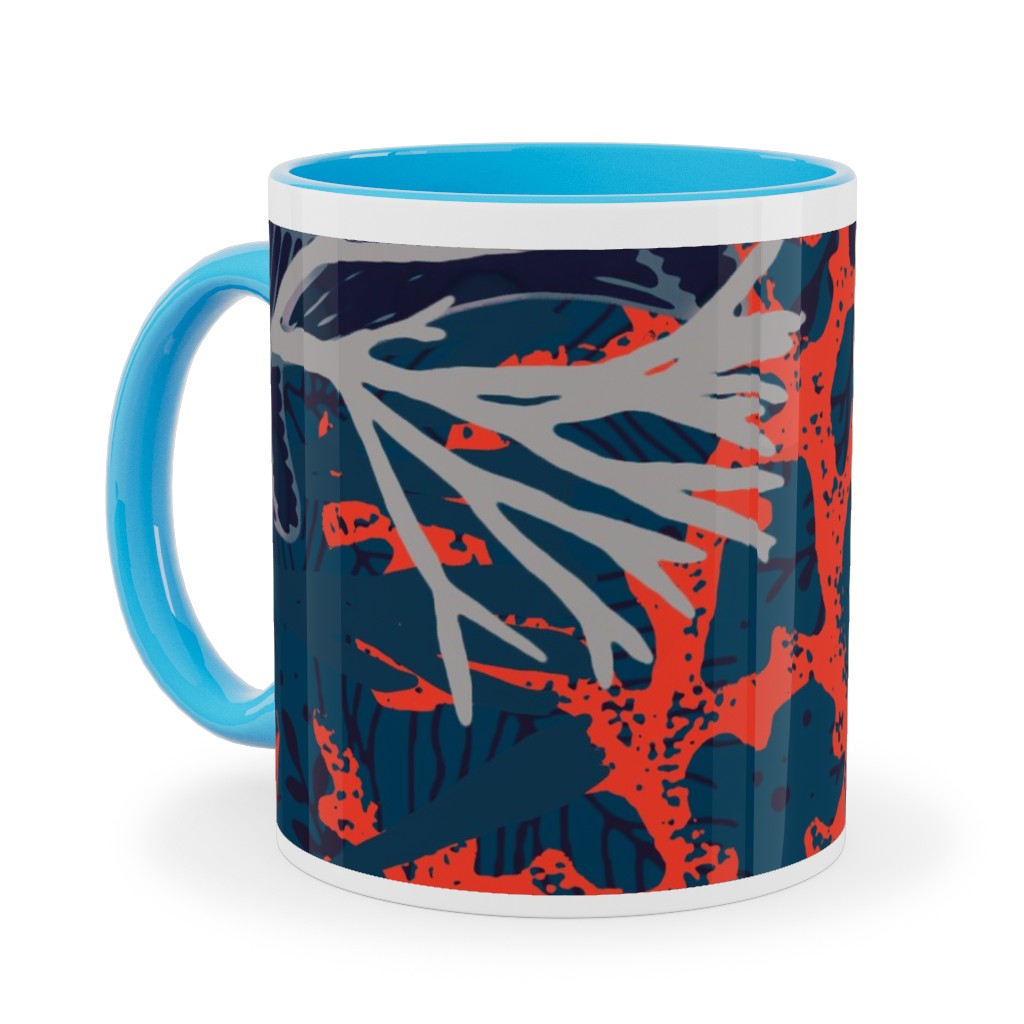 Corals and Starfish Ceramic Mug, Light Blue, , 11oz, Blue, True Blue