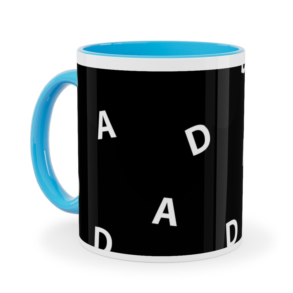 Sweet Dad Typography - Black and White Ceramic Mug, Light Blue, , 11oz, Black, Black