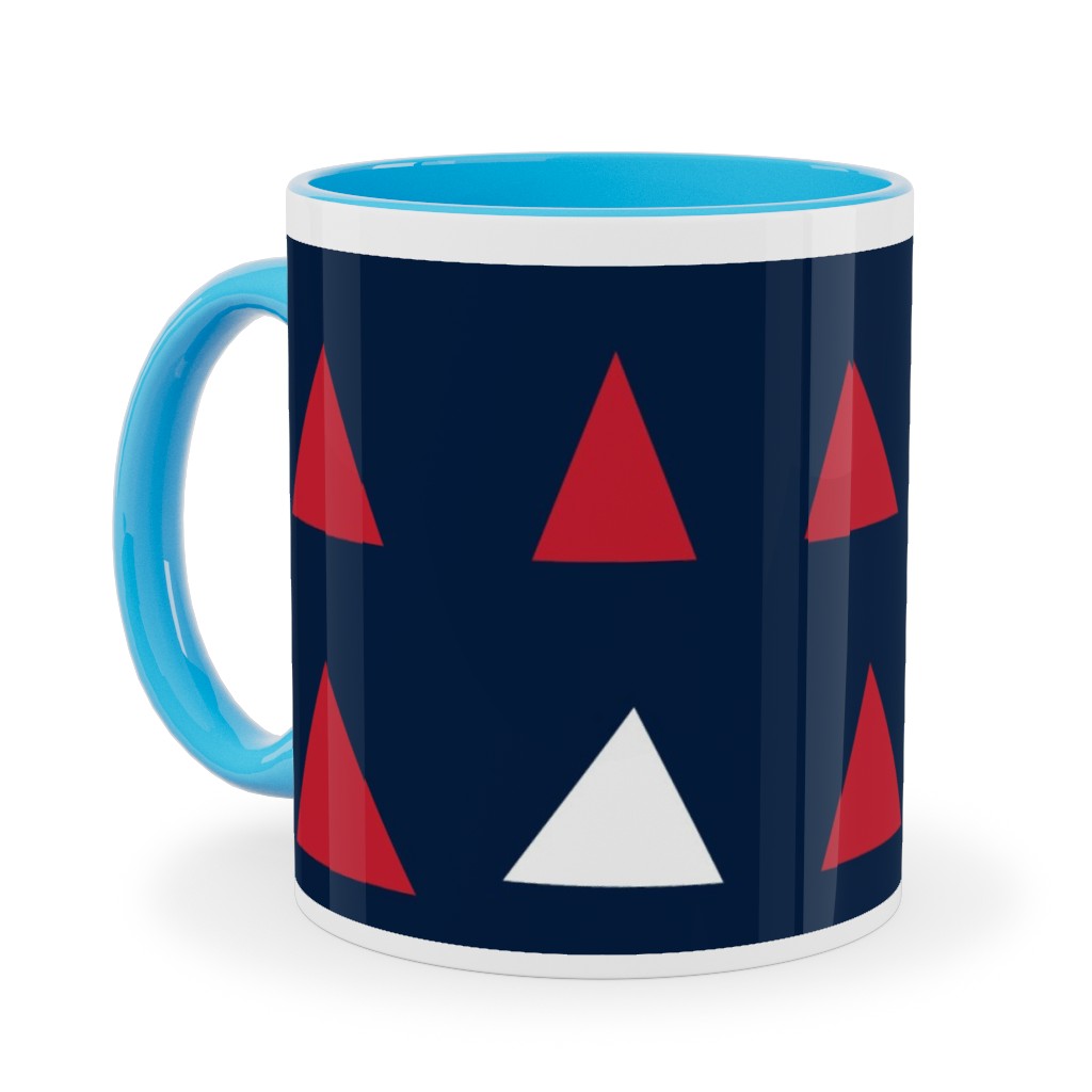 Triangles - Red White and Blue Ceramic Mug, Light Blue,  , 11oz, Blue