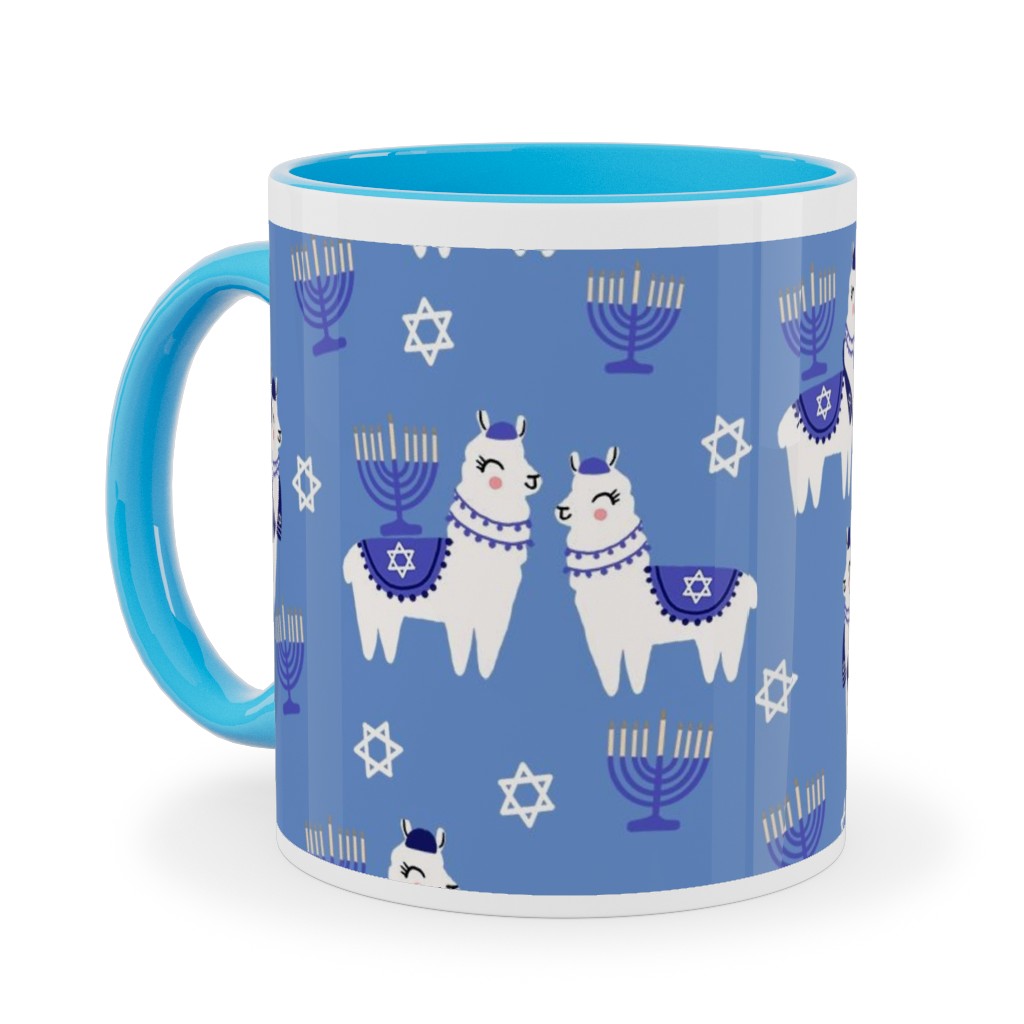 Llamakah - Blue Ceramic Mug, Light Blue, , 11oz, Blue, True Blue