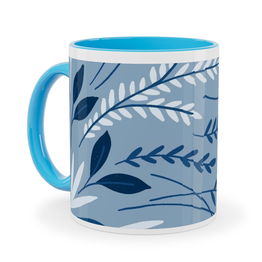 Dotty Floral - Blue Ceramic Mug, Light Blue,  , 11oz, Blue