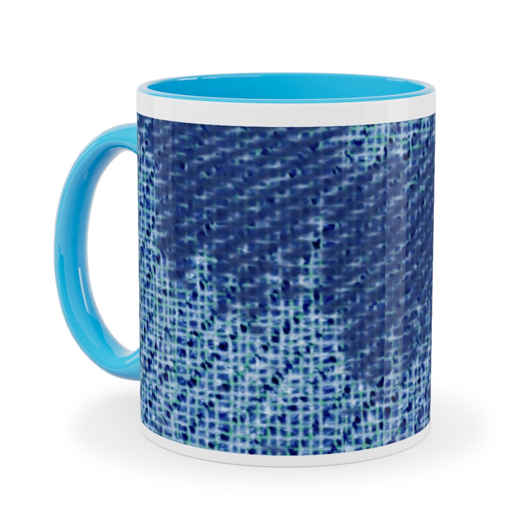 Blue Ikat Ceramic Mug, Light Blue,  , 11oz, Blue