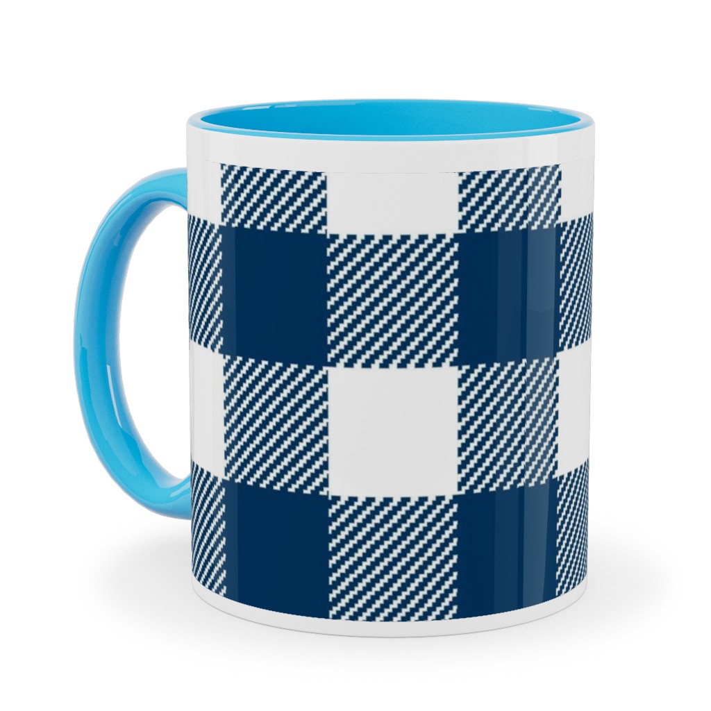 Buffalo Plaid Ceramic Mug, Light Blue, , 11oz, Blue, Imperial