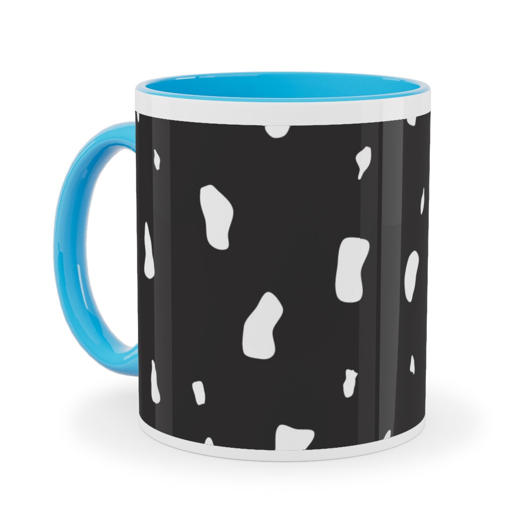 Chipped - Black and White Ceramic Mug, Light Blue, , 11oz, Black, Black