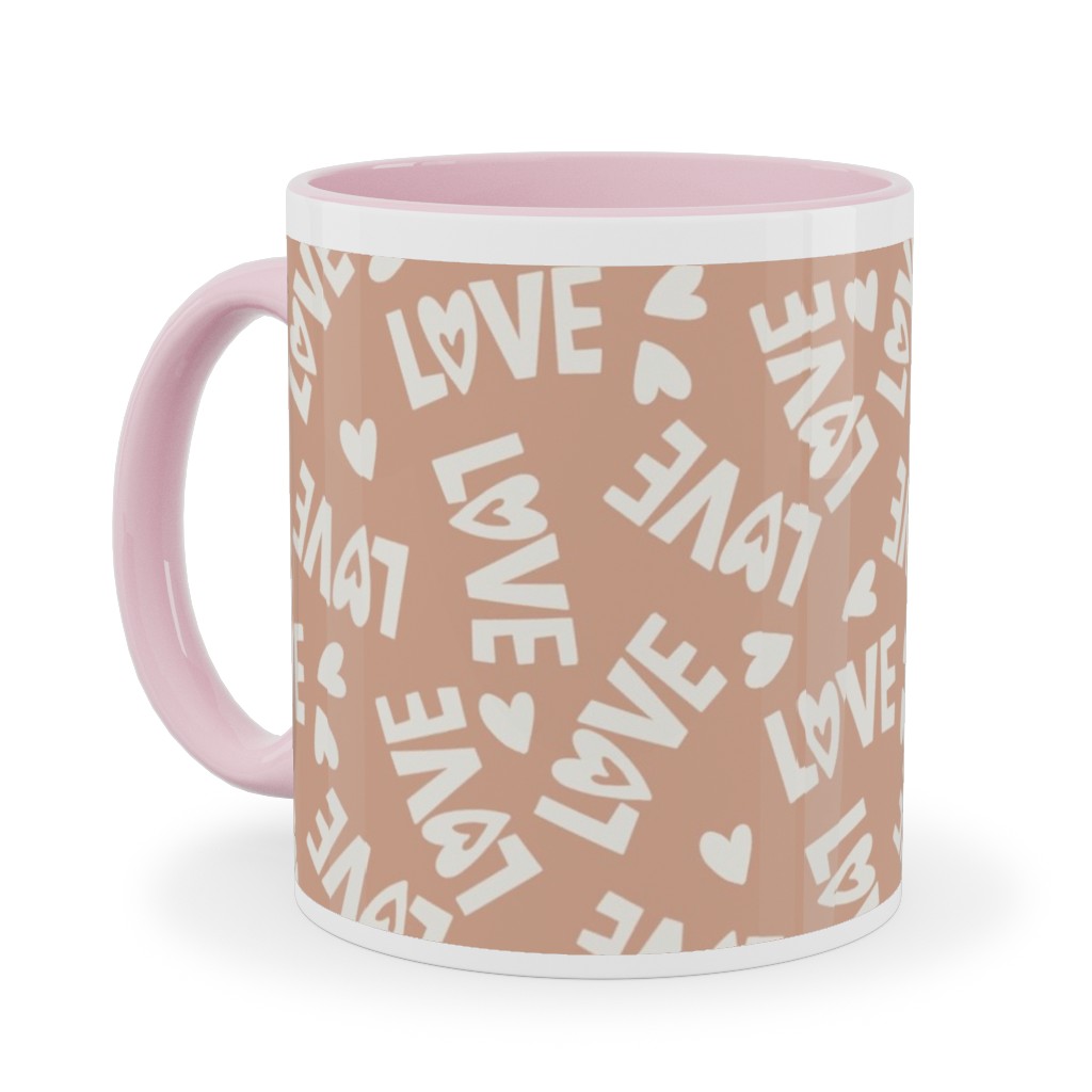 Retro Love - Muted Pink Ceramic Mug, Pink,  , 11oz, Pink