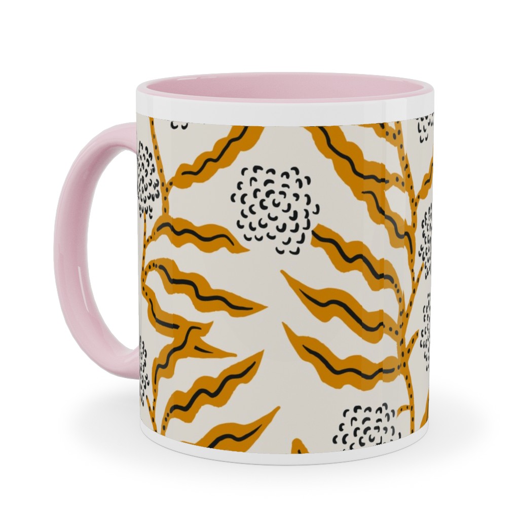 La Ville Vine - Yellow Ceramic Mug, Pink,  , 11oz, Yellow