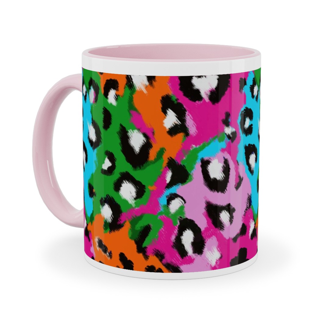 Leopard Print - Multi Ceramic Mug, Pink, , 11oz, Multicolor