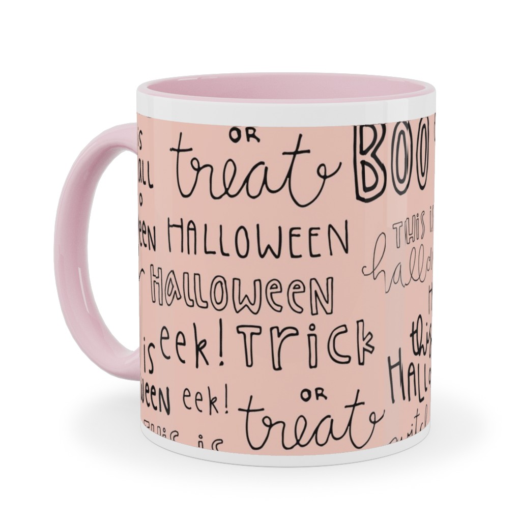 Halloween Words - Black Ceramic Mug, Pink,  , 11oz, Pink