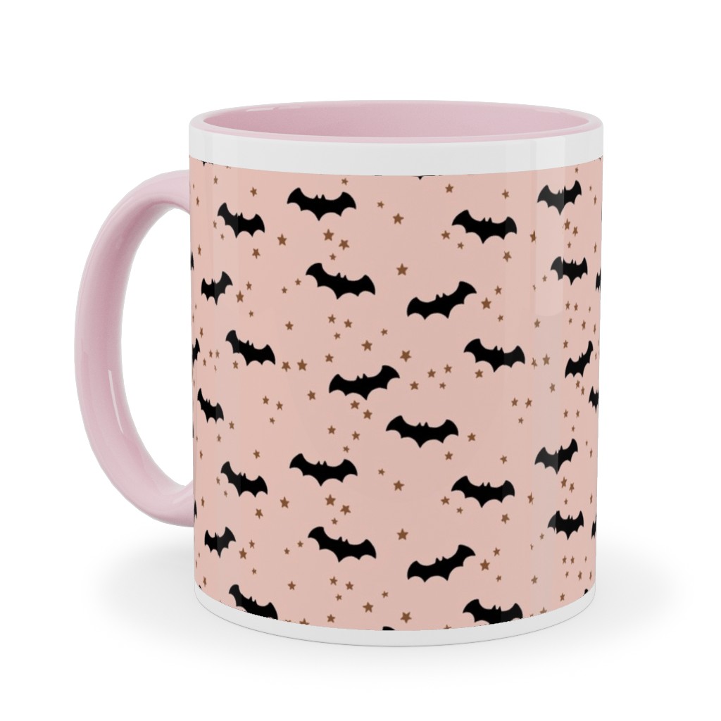 Twinkle Bats - Pink Ceramic Mug, Pink, , 11oz, Pink, Bright Pink