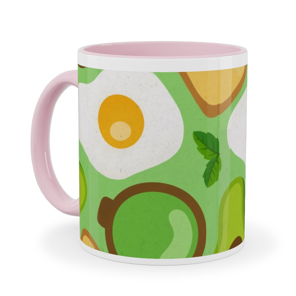 Deconstructed Avocado Toast - Green Ceramic Mug, Pink, , 11oz, Green, Classic Green