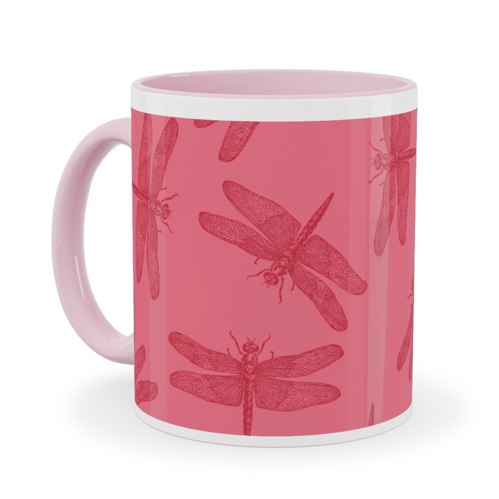 Vintage Dragonfly - Pink Ceramic Mug, Pink,  , 11oz, Pink