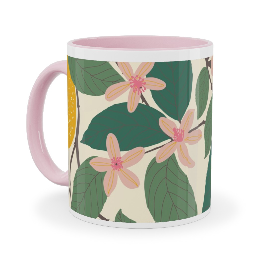 Lemon Tree - Yellow Ceramic Mug, Pink, , 11oz, Yellow, Classic Yellow
