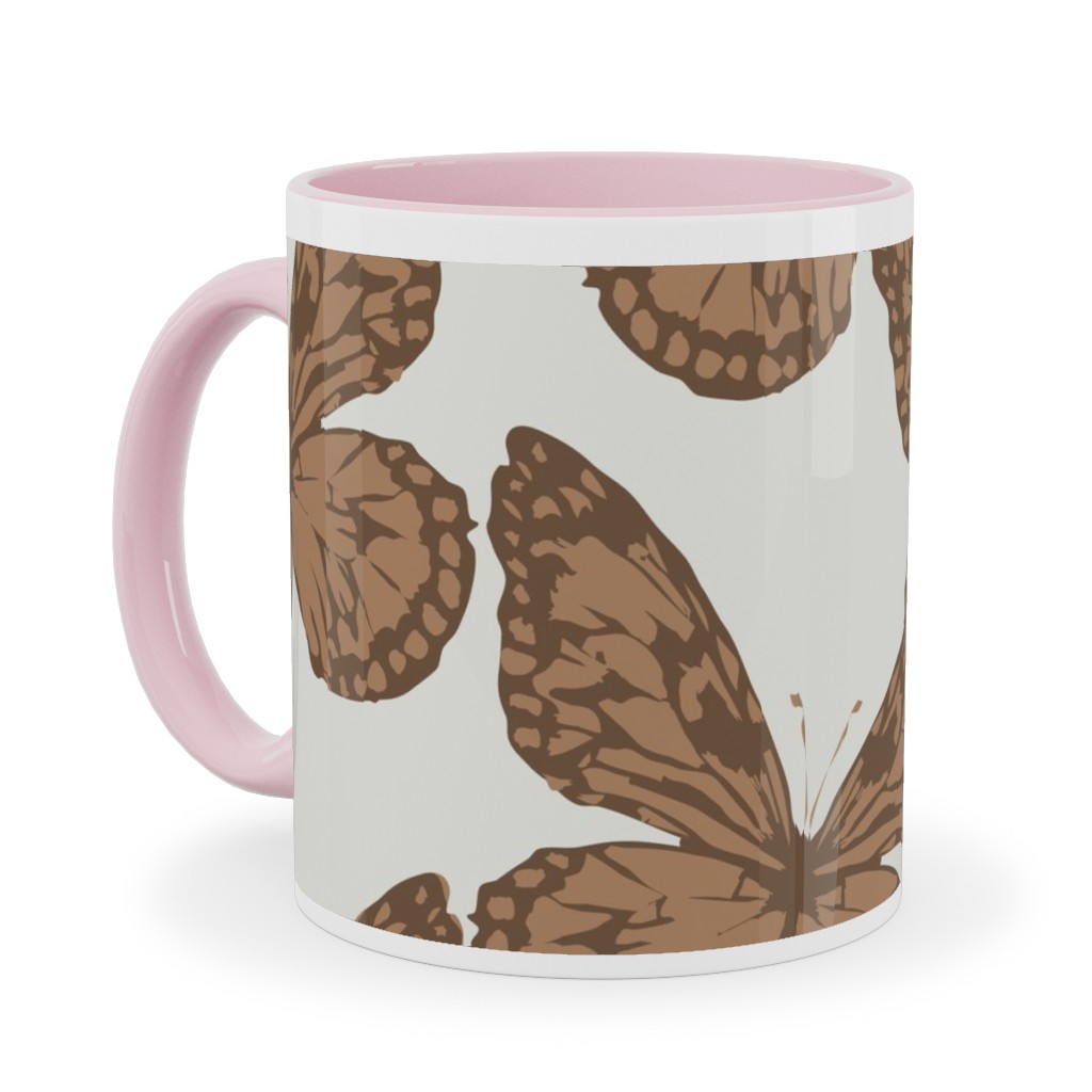 Butterfly Ceramic Mug, Pink, , 11oz, Brown, Clove