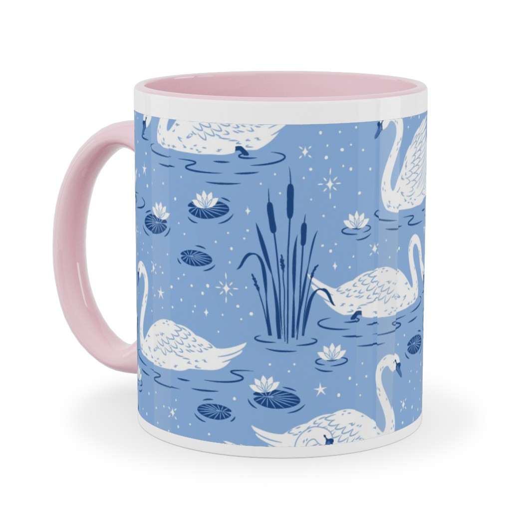 Summer Swans Ceramic Mug, Pink,  , 11oz, Blue