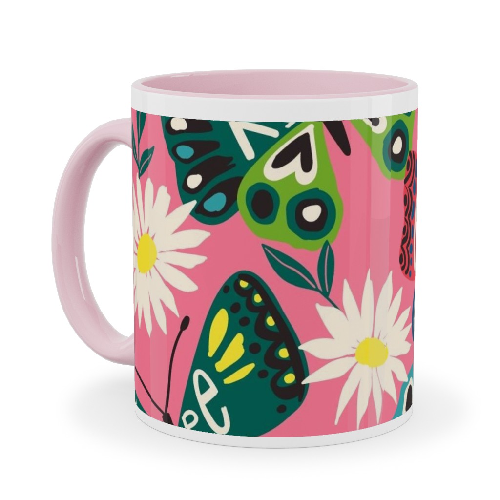 Garden Butterfly - Multi Ceramic Mug, Pink, , 11oz, Multicolor